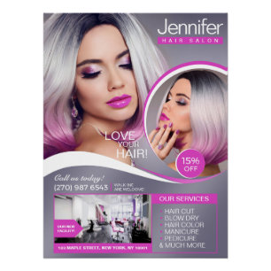 Eleganter rosafarbener Friseur, Schönheitssalon - Poster