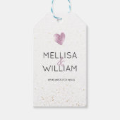 Eleganter rosafarbener Glitzer Herzfrequenz Datum Geschenkanhänger (Vorderseite)