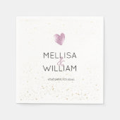 Eleganter rosafarbener Glitzer Herzfrequenz Datum Serviette (Vorderseite)