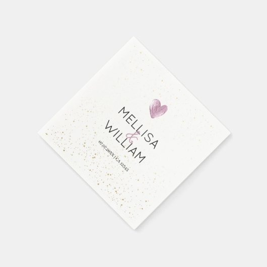 Eleganter rosafarbener Glitzer Herzfrequenz Datum Serviette (Ecke)