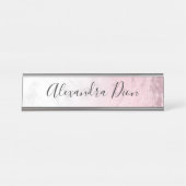 Eleganter, rosafarbener Glitzer-Marmor Schreibtischnamensplakette (Vorderseite )