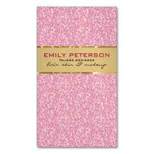 Eleganter rosafarbener Glitzer mit Goldakzenten Magnetische Visitenkarte