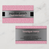 Eleganter rosafarbener Glitzer Silver & Black Acce Visitenkarte (Vorne/Hinten)