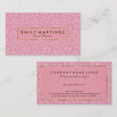 Eleganter rosafarbener Glitzer- und Glitzern-Gold- Visitenkarte (Vorne/Hinten)