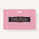 Eleganter rosafarbener Glitzer und schwarzer Silbe Ausweis (Rückseite)