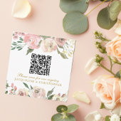 Eleganter rosafarbener Goldfloralhochzeitcode QR-C Begleitkarte