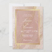 Eleganter rosafarbener Goldmarmor Einladung (Vorderseite)