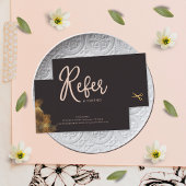 Eleganter rosafarbener Goldschere Friseur Stylist- Empfehlungskarte