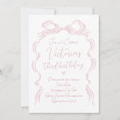 Eleganter, rosafarbener, handgezeichneter Bow jede Einladung (Vorderseite)