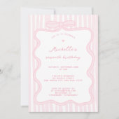 Eleganter, rosafarbener, handgezeichneter Bow jede Einladung (Vorderseite)