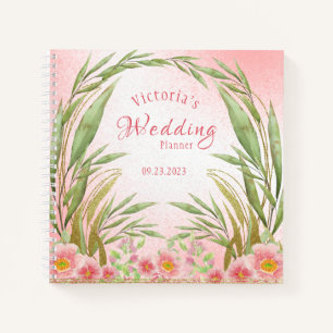 Eleganter rosafarbener Hochzeitsplaner Notizblock