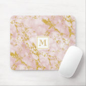 Eleganter rosafarbener Imitat Monogram Gold Glitze Mousepad (Mit Mouse)
