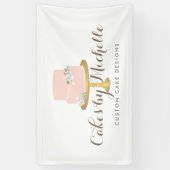 Eleganter rosafarbener Kuchen mit floraler Kuchen Banner (Vertikal)