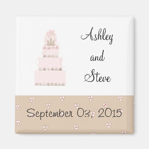 Eleganter rosafarbener Kuchen Save the Date Magnet
