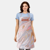 Eleganter rosafarbener Lila Marmor Personalisierte Schürze (Getragen)