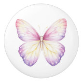 Eleganter rosafarbener Lila Schmetterling-Hübscher Keramikknauf (Vorderseite)