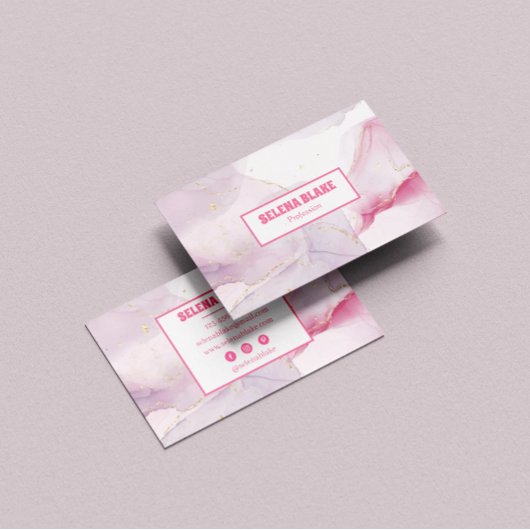 Eleganter rosafarbener Marmor - Goldener Glitzer Visitenkarte