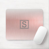 Eleganter, rosafarbener, metallischer Monogramm-Gl Mousepad (Mit Mouse)