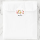 Eleganter rosafarbener Monogram, erster Goldbrief  Runder Aufkleber (Tasche)