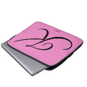Eleganter rosafarbener Monogramm-Laptop-Sieb Laptopschutzhülle (Vorne Knopf)