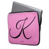 Eleganter rosafarbener Monogramm-Laptop-Sieb Laptopschutzhülle (Vorderseite Links)