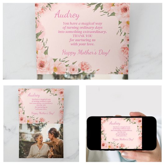 Eleganter rosafarbener Muttertag Karte