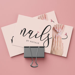 Eleganter, rosafarbener Nageltechniker Chic Visitenkarte