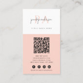 Eleganter rosafarbener neutraler QR-Code Boho Mode Visitenkarte (Rückseite)