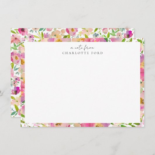 Eleganter, rosafarbener, pastellfarbener Rahmen Mitteilungskarte (Vorne/Hinten)