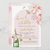 Eleganter rosafarbener Peony Bloral Brunch und Bub Einladung (Vorne/Hinten)