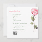 Eleganter rosafarbener QR-Code Save the Date (Vorderseite)