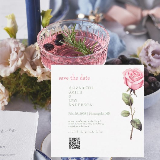 Eleganter rosafarbener QR-Code Save the Date