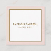 Eleganter, rosafarbener Rahmen minimal beruflich Quadratische Visitenkarte (Vorderseite)
