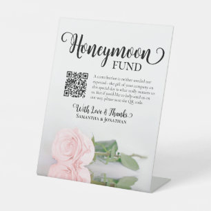 Eleganter rosafarbener Rosen-Hochzeitsreise-Fonds- Sockelschild