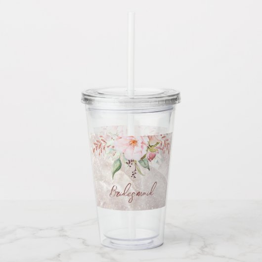 Eleganter rosafarbener Rosenholz Acryltrinkbecher (Vorderseite)