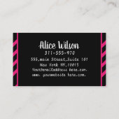 Eleganter rosafarbener Salon aus schwarzem und ros Terminkarte (Rückseite)