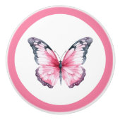 Eleganter rosafarbener Schmetterling, Hübscher Mäd Keramikknauf (Vorderseite)