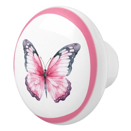 Eleganter rosafarbener Schmetterling, Hübscher Mäd Keramikknauf (Rechts)