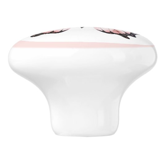 Eleganter rosafarbener Schmetterling, Hübscher Mäd Keramikknauf (Seitenansicht)