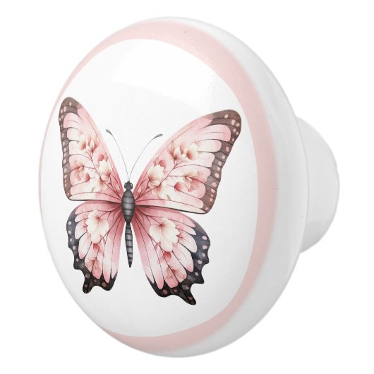 Eleganter rosafarbener Schmetterling, Hübscher Mäd Keramikknauf (Rechts)