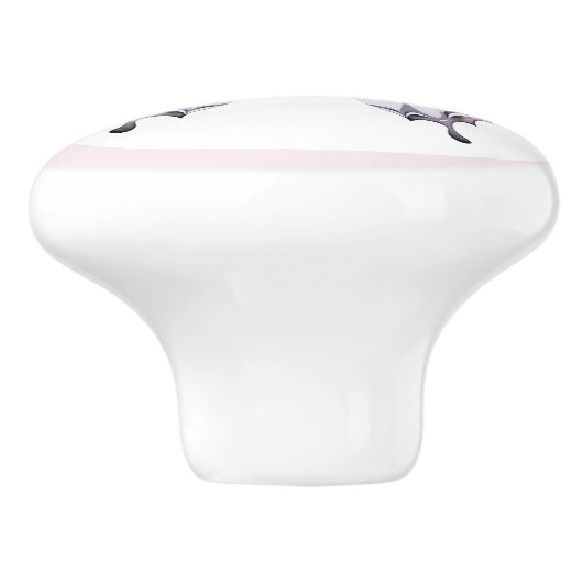 Eleganter rosafarbener Schmetterling, Hübscher Mäd Keramikknauf (Seitenansicht)