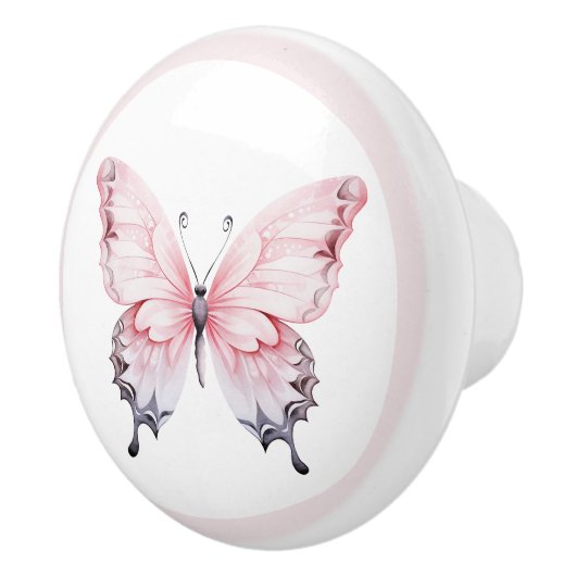Eleganter rosafarbener Schmetterling, Hübscher Mäd Keramikknauf (Rechts)