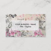 Eleganter rosafarbener Schwarzer Blumenkronen Eiff Visitenkarte (Vorderseite)