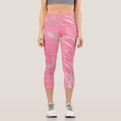 Eleganter rosafarbener Silberbaum Zeichnend Capri Leggings (Vorderseite)