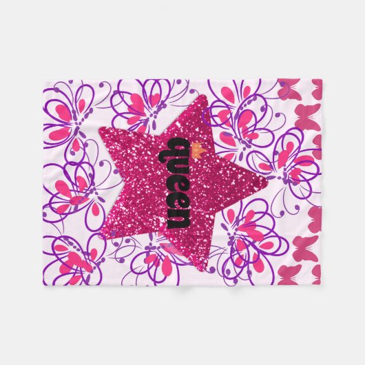 Eleganter rosafarbener Stern Fleecedecke (Vorderseite (Horizontal))