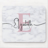 Eleganter, rosafarbener weißer Marmor Einfach Mit Mousepad (Vorne)