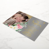 Eleganter Rose Garden - Girl Foto Taufe - Gold Folieneinladung (Gedreht)