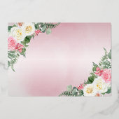 Eleganter Rose Garden - Girl Foto Taufe - Gold Folieneinladung (Rückseite)