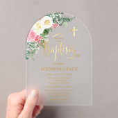 Eleganter Rose Garden - Girl Taufe - Imitate Gold Acryleinladungen (Insitu (Handheld))