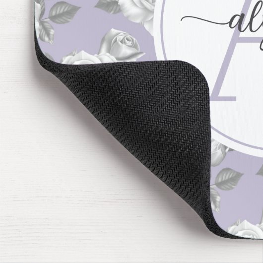 Eleganter Rose Garden in Lavender Monogram Mouse p Mousepad (Ecke)